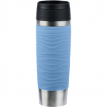 Emsa TRAVEL MUG Waves Grande thermal mug (light blue/stainless steel, 0.5 liters)