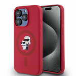 Karl Lagerfeld KLHMP15LSCMKCRHR Hardcase Silicone Karl&Choupette Heads Ring for iPhone 15 Pro 6.1" / red