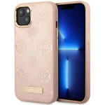 Guess GUHMP14SSAPSTP iPhone 14 6,1" rozā cietais maciņ&scaron; Peony Logo Plate MagSafe