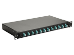 Equip 12-Port Fiber Optic Splice Box, LC Duplex, OM3, 1U, Equipped, Black