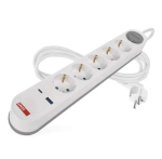 Pagarinātājs 3 m / 5 kontaktligzdas / slēdzis / balts-pelēks / 1&times;USB-A + 1&times;USB-C / 1,5 mm2
