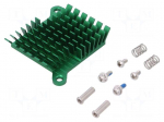 Heatsink: extruded | grilled | BGA | green | L: 40mm | W: 38mm | H: 10mm