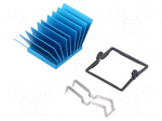 Heatsink: extruded | grilled | BGA | blue | L: 25mm | W: 25mm | H: 17.5mm