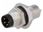 Connector: M8 | male | PIN: 4 | for panel mounting,rear side nut