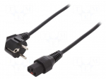 Cable | CEE 7/7 (E/F) plug angled,IEC C13 female | 2m | black | PVC