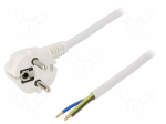 Cable | SCHUKO plug,CEE 7/7 (E/F) plug angled,wires | 5m | white