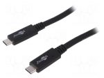 Cable | USB 3.2 | both sides,USB C plug | 0.5m | black | 20Gbps | 100W