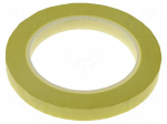 Tape: electrical insulating | W: 12mm | L: 66m | Thk: 63um | yellow | 100%