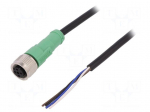 Connection lead | M12 | PIN: 4 | straight | 10m | plug | 250VAC | 4A | 250VDC
