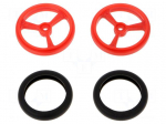 Wheel | red | Shaft: knurled | push-in,screw | &Oslash;: 40mm | Shaft dia: 4.8mm