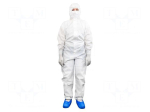 Cleanroom acces: coverall | white | M | cleanroom | 1&divide;100G&Omega; | 55g/m2