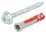 Plastic anchor | with screw | 10x50 | DUOPOWER | 25pcs | 10mm