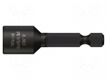 Screwdriver bit | 6-angles socket | 1/4" | HEX 9mm | magnetic