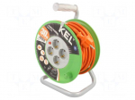 Extension lead | 3x1.5mm2 | 30m | PVC | orange | Sockets no: 4 | reel | 16A