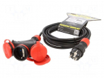 Extension lead | 3x1.5mm2 | 5m | rubber | black | Sockets no: 3 | 16A