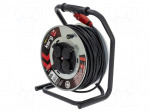 Extension lead | 3x1.5mm2 | 50m | rubber | black | Sockets no: 4 | reel
