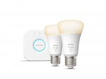Philips Hue silti balta 9.5W A60 E27 gudrā spuldze 2 gab + Bridge EU 929002469201 8719514289116