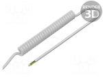 Wire: coiled | 6x0.5mm2 | unshielded | PUR | white | 300V | 0.3m | 1.2m