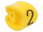 Marker: cable | Marking: 2 | 2.5&divide;5mm | PVC | yellow | leaded | PA-1 | L: 3mm
