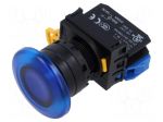 Switch: push-button | 22mm | Stabl.pos: 1 | NO | blue | LED | IP65 | YW