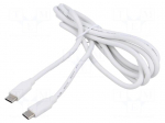 Cable | USB 2.0 | USB C plug,both sides | 1.5m | white | PVC | 60W | 4.6A