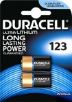 CR123A patareid 3V Duracell liitium DL123A pakendis 1550mAh 2 tk.