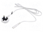 Cable | 2x0.75mm2 | BS 1363 (G) plug,IEC C7 female | PVC | 1.8m | 2.5A