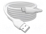 Cable | USB 2.0 | USB A plug,USB C plug | nickel plated | 2m | white