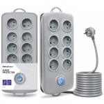 Qoltec Surge protector | 8 sockets | 2.5m | Grey