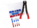 Tools set: for crimping push-on connectors, terminal crimping
