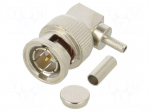 Connector: BNC | plug | angled | 75&Omega; | crimped | Contacts: brass