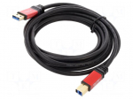 Cable | USB A plug,USB B plug | gold-plated | 3m | black | 24AWG,28AWG