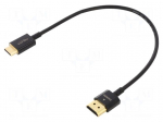Cable | HDMI plug,mini HDMI plug | Len: 0.25m | black | 36AWG | Core: Cu