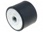 Vibration damper | M8 | &Oslash;: 40mm | rubber | L: 30mm | H: 8mm | 1535N | 205N/mm