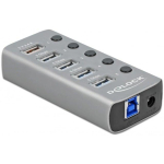 Delock USB 3.2 Gen 1 jaotur 4 pordiga + 1 kiirlaadimisport l&uuml;litiga