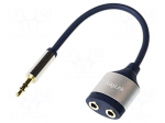 Jack 3.5mm socket x2,Jack 3.5mm plug | 180mm | Colour: dark blue