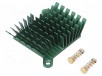Heatsink: extruded | grilled | BGA | green | L: 40mm | W: 38mm | H: 15mm