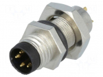 Connector: M8 | male | PIN: 4 | for panel mounting,rear side nut