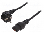 Cable | CEE 7/7 (E/F) plug angled,IEC C13 female | 1.5m | black