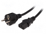 Cable | CEE 7/7 (E/F) plug,IEC C13 female | 5m | black | PVC | 3x1mm2