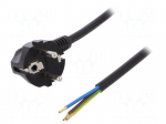 Cable | SCHUKO plug,CEE 7/7 (E/F) plug angled,wires | 5m | black
