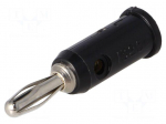 Plug | 4mm banana | 5A | 5kV | black | Max.wire diam: 3mm | 1pcs.