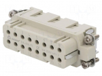 Connector: HDC | contact insert | female | DA | PIN: 16 | 16+PE | crimped