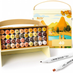 Double-sided Marker Pens ARRTX Alp, 40 Colours, yellow shade