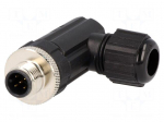 Connector: M12 | plug | PIN: 5 | male | 250V | angled 90&deg; | IP67,IP68 | 4A