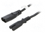 Cable | 2x0.75mm2 | IEC C7 female,IEC C8 male | PVC | 2m | black | 2.5A