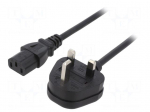 Cable | 3x0.75mm2 | BS 1363 (G) plug,IEC C13 female | PVC | 1m | black