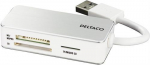 Flash card reader DELTACO SD, Micro SD, MS PRO/DUO, white-silver / UCR-147