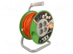 Extension lead | 3x1.5mm2 | 25m | PVC | orange | Sockets no: 4 | reel | 16A