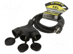 Extension lead | 3x2.5mm2 | 5m | rubber | black | Sockets no: 3 | 16A